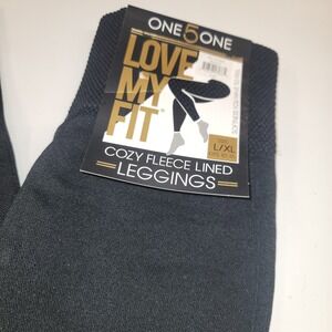 ONE 5 ONE Cozy Fleece Lined Leggings Love My Fit Black Womens L/XL